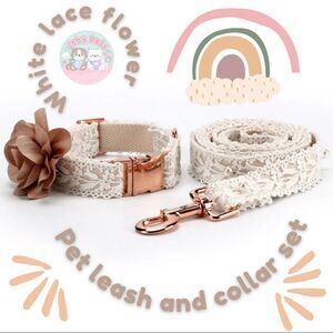 🌸BEST SELLER🌸White Lace Flower Leash and Collar Set